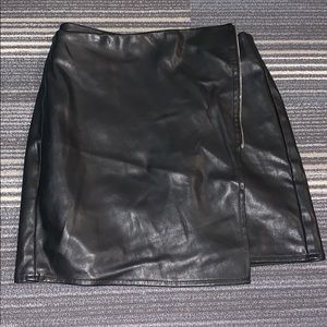 Asymmetrical leather skirt